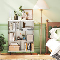 Tangkula Modern 7-Cube Bookcase with 4 Tapered Metal Legs