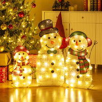 Tangkula 3 Piece Christmas Lighted Snowman Family Decoration