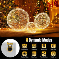 Tangkula Lot de 3 boules lumineuses de Noël avec 3 couleurs d'éclairage