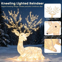 Tangkula Christmas Lighted Kneeling Reindeer for Yard Lawn Patio Garden