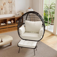 Fauteuil œuf surdimensionné en osier Tangkula avec ottoman pour le salon
