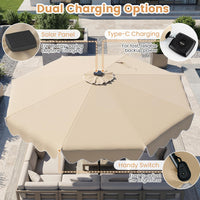 Tangkula 9 FT Solar Patio Umbrella with 104 Color-Changing Flowing LED Lights