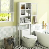 Tangkula Over The Toilet Storage Cabinet  w/Double Tempered Glass Doors