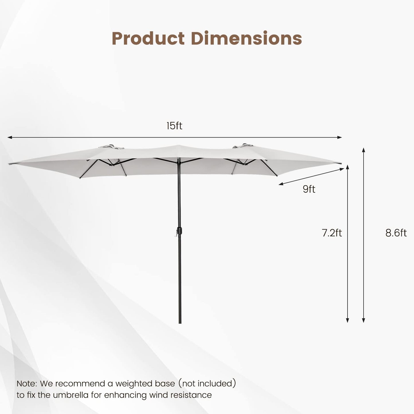 TANGKULA 15 FT Double-Sided Patio Umbrella with Crank Handle