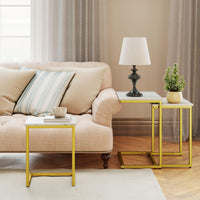 Tangkula Nesting Table Set of 3 Rectangle Stacking Side End Table with Wood Top & Metal Legs