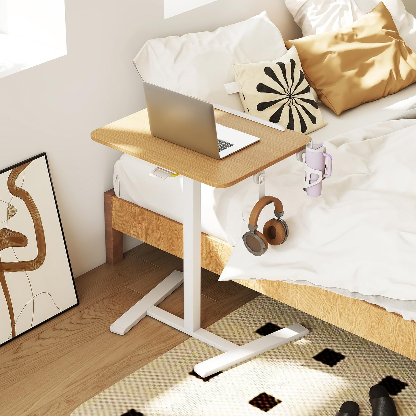 Tangkula Chariot de bureau mobile pliable avec plateau inclinable à 90°