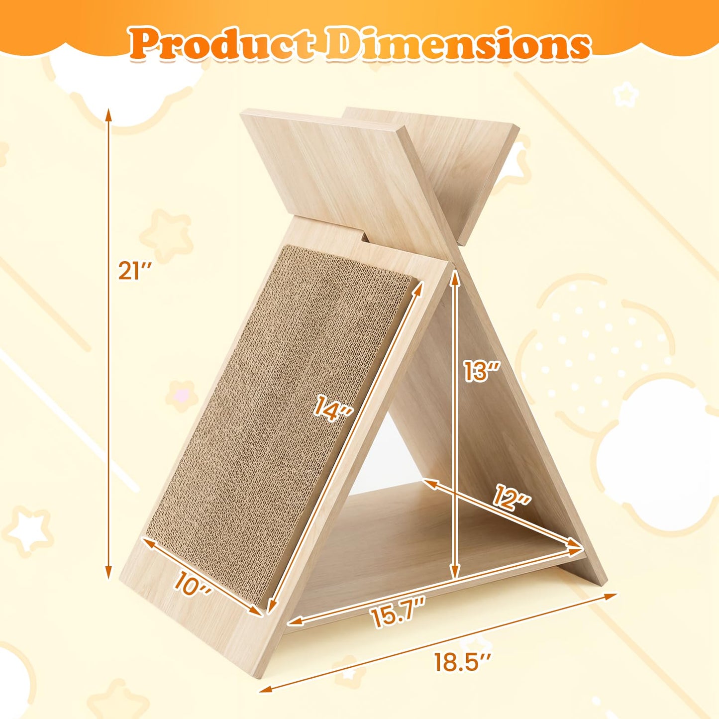 Tangkula Arbre à Chat Vertical en Carton Ondulé avec Griffoir Triangle