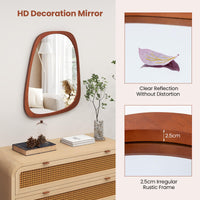 Miroir asymétrique abstrait de forme irrégulière Tangkula, miroir mural irrégulier de 67,3 cm x 53,3 cm avec cadre rustique
