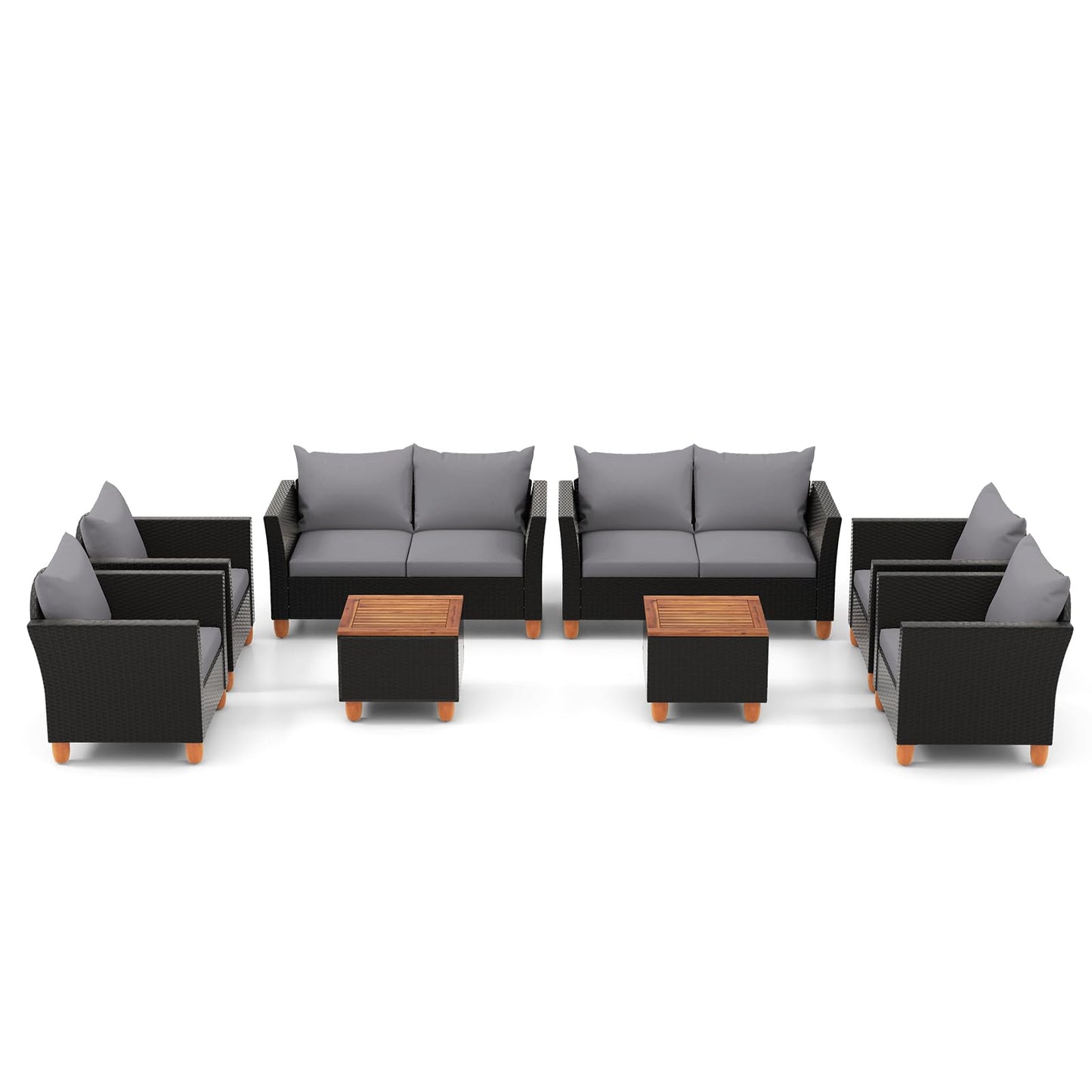 Tangkula Outdoor Conversation Set, Patio Cushioned Chairs w/Storage Coffee Table