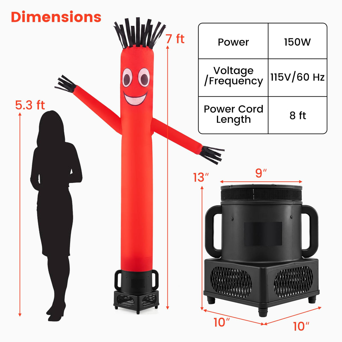 Tangkula 7 FT Inflatable Puppet Tube Man with Blower