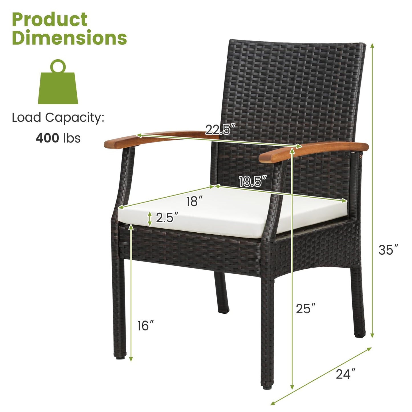 Tangkula 5-Piece Outdoor Dining Set with Acacia Wood Table & 4 Wicker Rattan Armrest Chairs