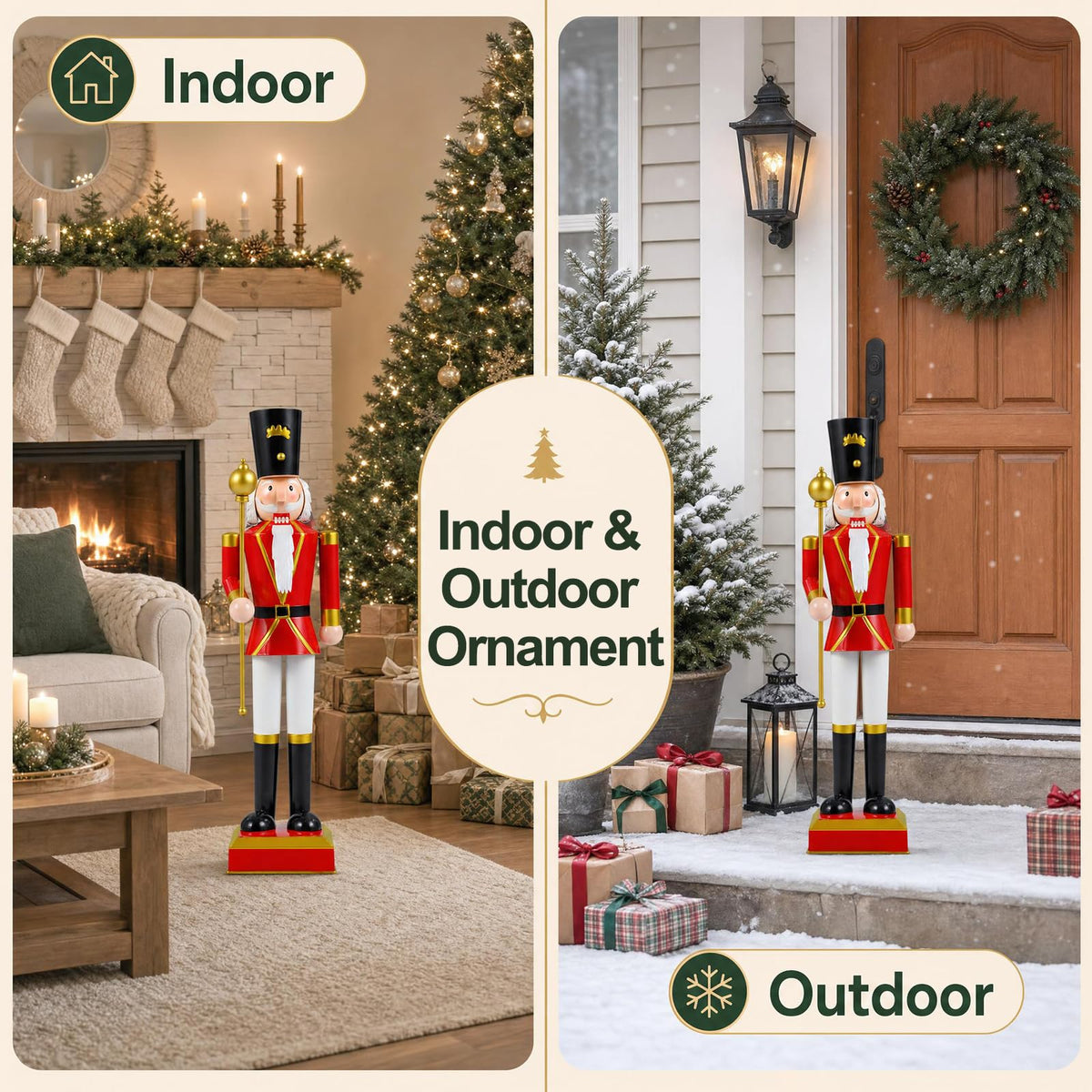 Tangkula 32.5"/48" Christmas Nutcracker with Tall Hat & Scepter
