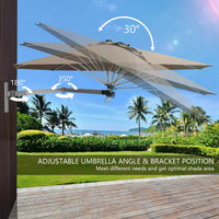 Tangkula 8 FT Wall Mounted Patio Umbrella with Adjustable Pole
