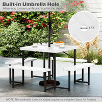 Tangkula 8 Person Picnic Table HDPE Outdoor Square Table and Bench Set