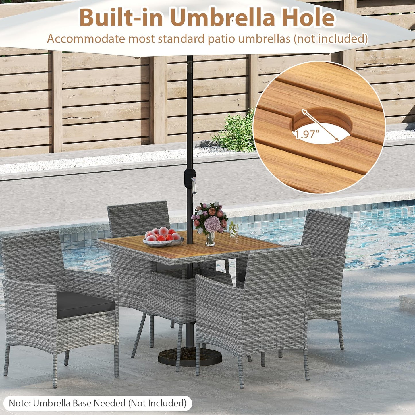 Tangkula 5 Pieces PE Wicker Patio Dining Set