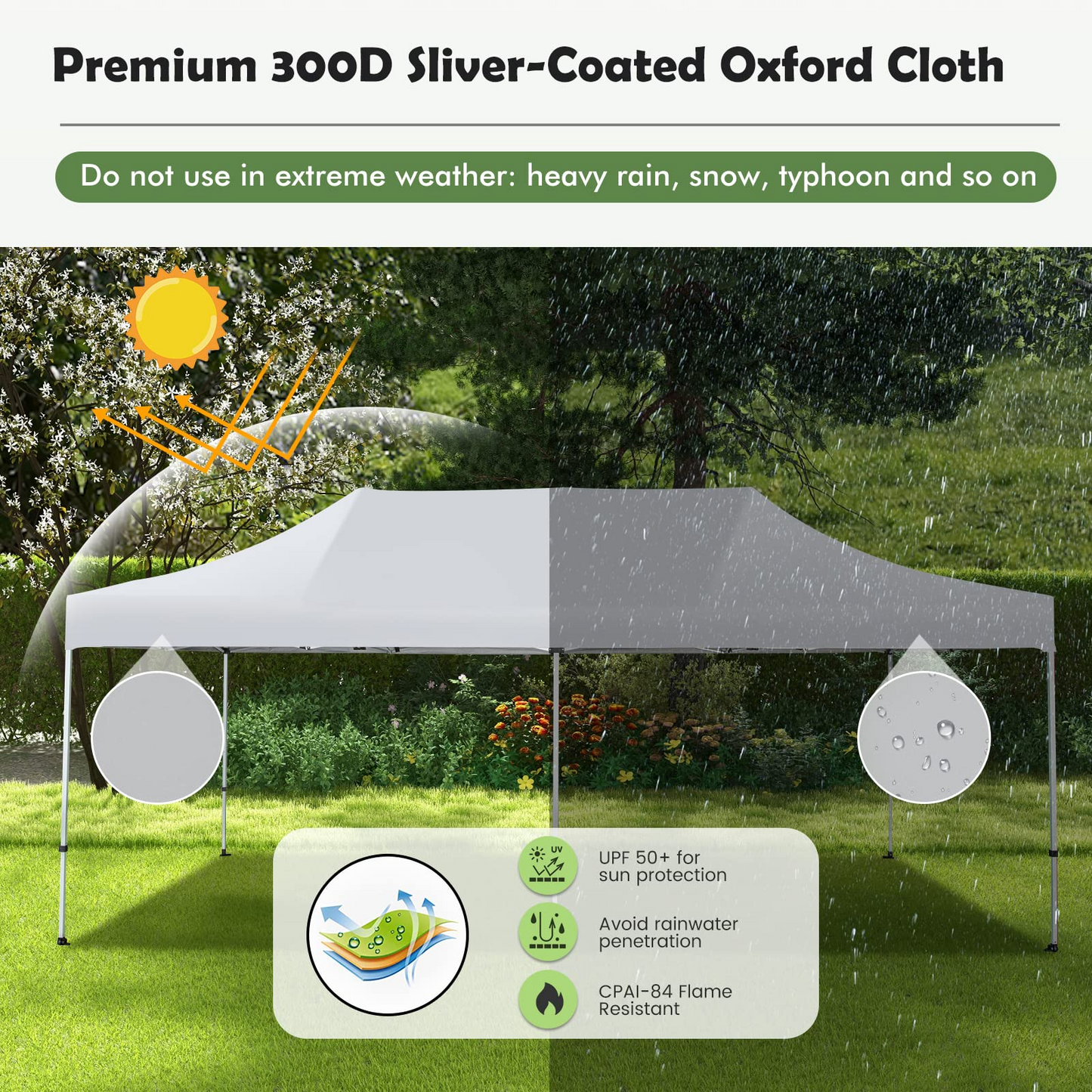 Tangkula 10 x 20Ft Pop-Up Canopy Tent, UPF 50+ Easy Setup Instant Canopy Tent with Wheeled Carrying Bag