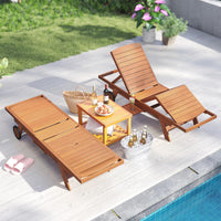 Chaise Longue Extérieure Tangkula avec Roues, Dossier 4 Positions Réglable et Repose-Pieds Rallongeable, Table d'appoint (1/2)