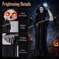 Tangkula 6 FT Halloween Animatronics Standing Grim Reaper with Sickle