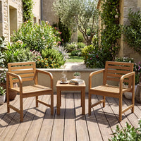 Tangkula Solid Teak Outdoor Dining Chair with Slanted Back & Slatted Seat