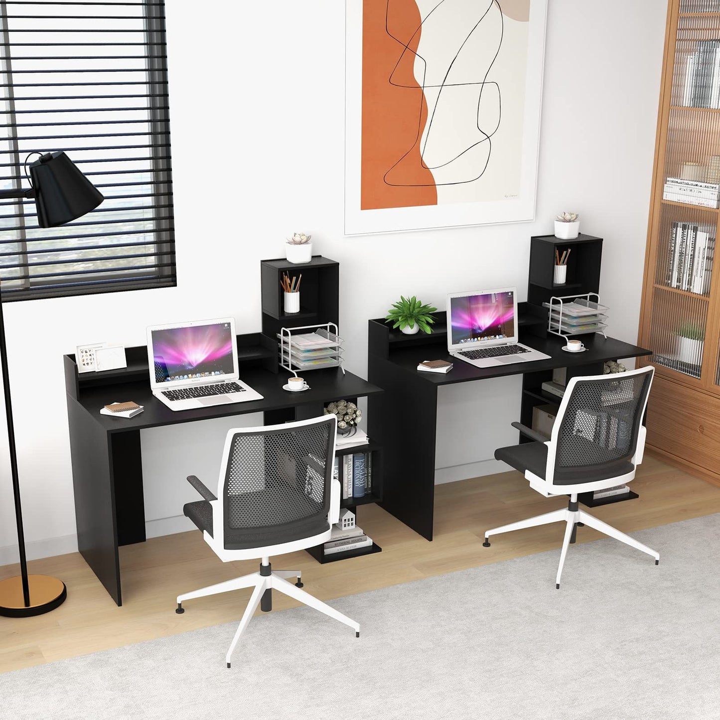 Computer Desk with Storage Bookshelf & Hutch - Tangkula