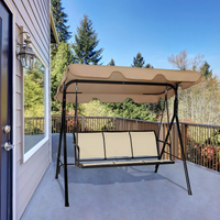 Tangkula 3 Person Patio Swing, Steel Frame with Polyester Angle Adjustable Canopy