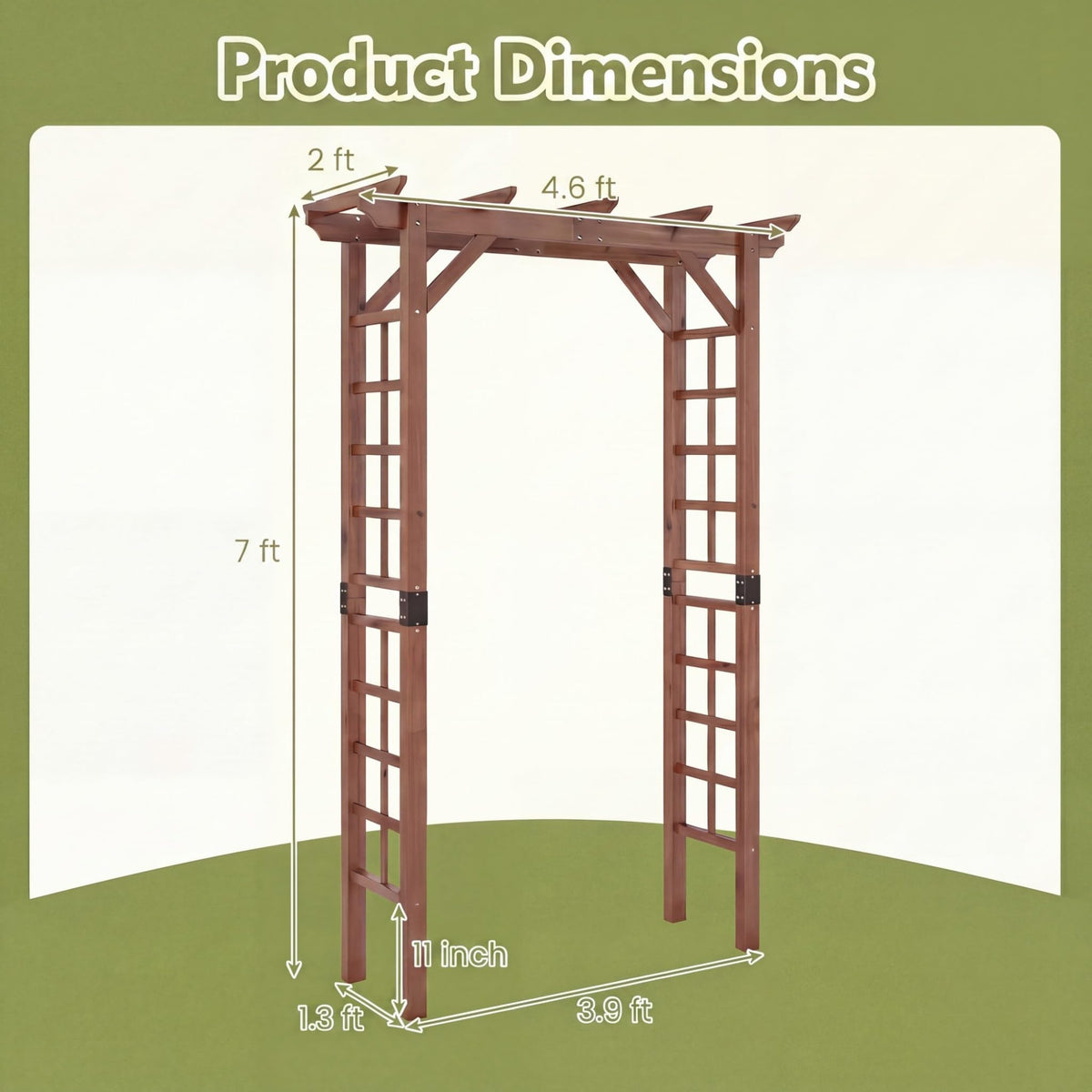 Tangkula 85" Wood Garden Arch Trellis for Climbing Plants