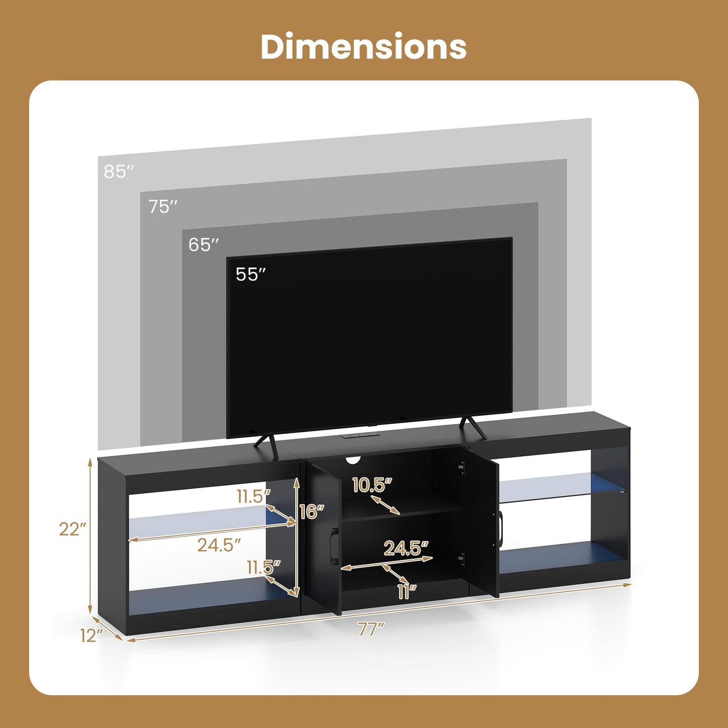 Tangkula LED TV Stand for TVs up to 85 Inches for Living Room