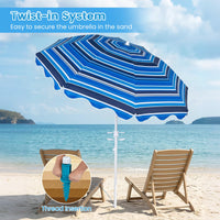 Tangkula 6.5 FT Scalloped Beach Umbrella with Cup Holders