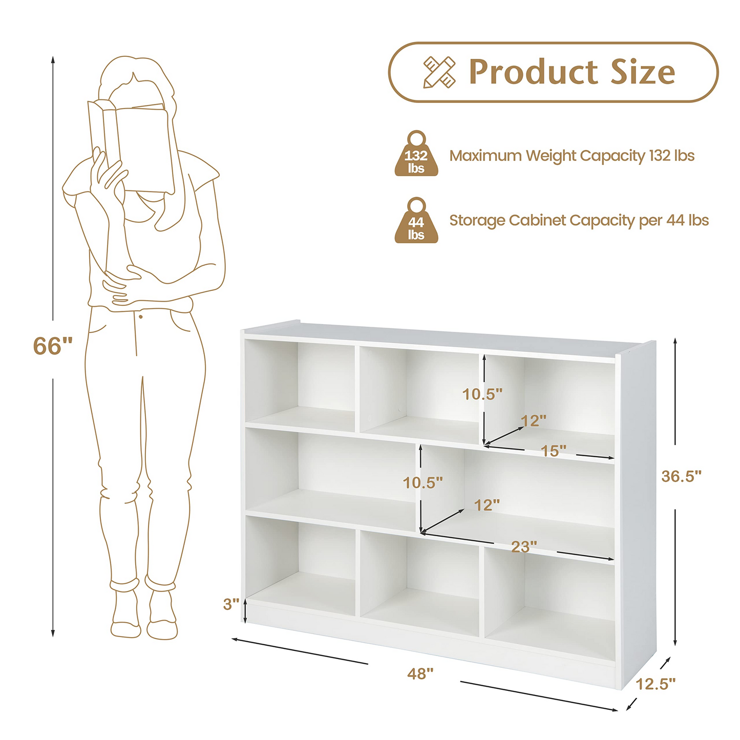 Tangkula 8-Cube Bookcase, Wood 3 Tier Open Storage Bookshelf, Modern Multipurpose Display Cabinet