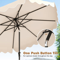 Tangkula 9 FT 2-Tiers Outdoor Scalloped Table Umbrella with Base Included
