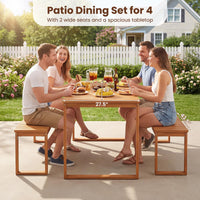 Tangkula 3 Pieces Patio Wooden Dining Set