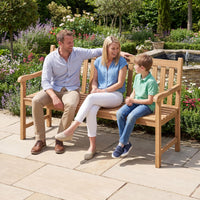 Tangkula Teak Wood Outdoor Bench with Armrests and Backrest