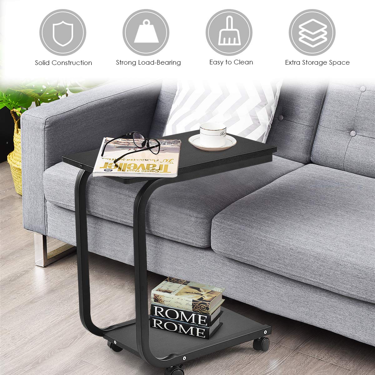 Tangkula C Table Sofa Side Table for Living Room
