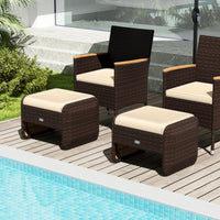 Tangkula 2 poufs de terrasse en osier PE avec coussins amovibles