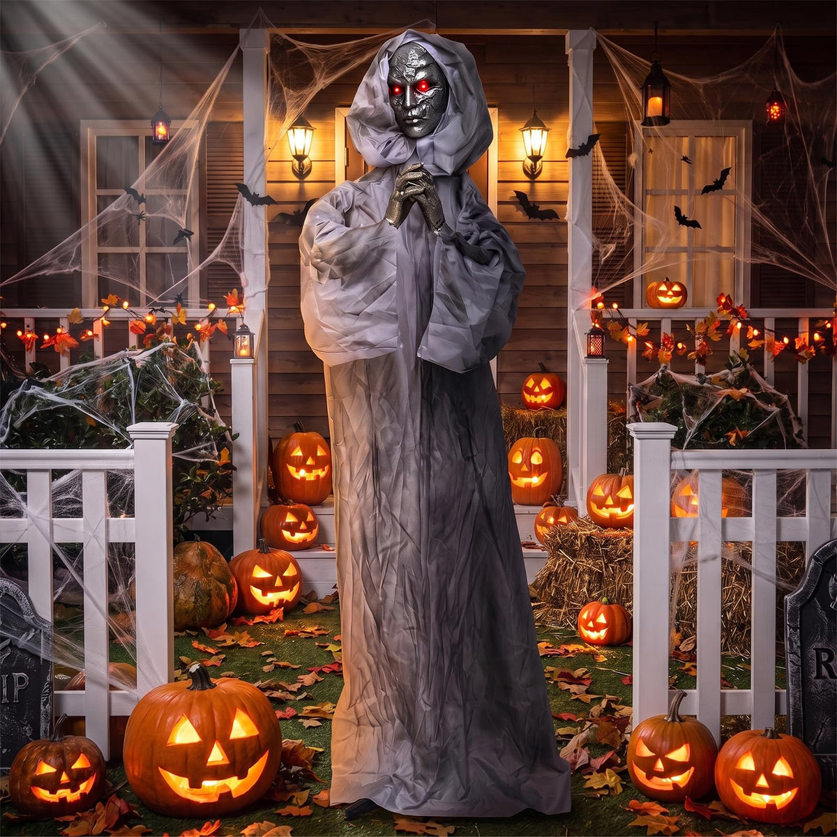 Tangkula 5.6 FT Animated Halloween Standing Weeping Woman Statue