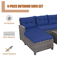 Tangkula 4 Pieces Rattan Conversation Set