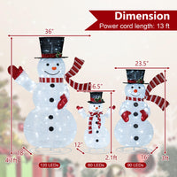 Tangkula 4.1 FT Pre-Lit Xmas 3D Snowman Set with 270 LED Lights
