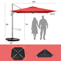 Tangkula 10x13ft Patio Offset Rectangular Umbrella
