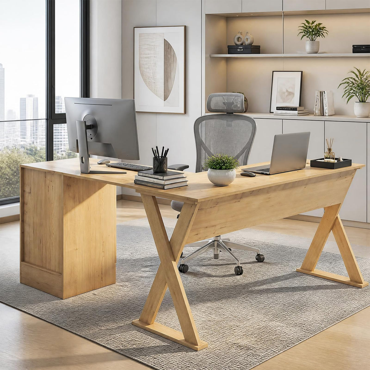 Tangkula L-Shaped Computer Desk Home Office Workstation