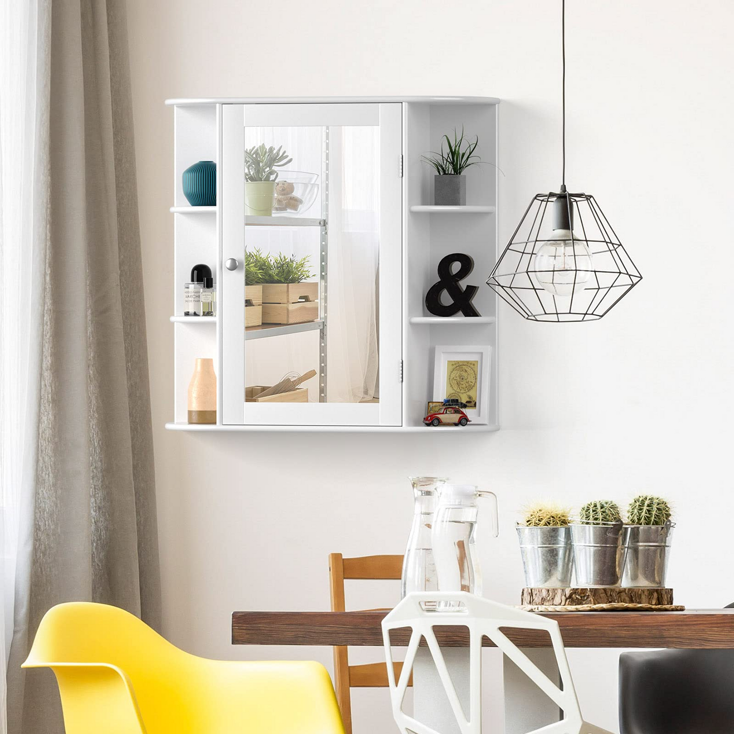 Tangkula Bathroom Medicine Cabinet with Mirror with Mirror, Wall Mounted Bathroom Storage Cabinet