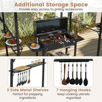 Tangkula 13x5 Ft Grill Gazebo with Dual Side Awnings, 2-Tier Barbecue Gazebo with 2 Shelves