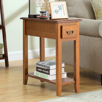 Tangkula Narrow End Table, Slim Side Table with Drawer and Open Shelf