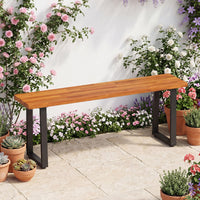 Tangkula Acacia Wood Outdoor Bench(47" x 10.5" x 18",1/2)