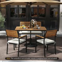Tangkula 4 Piece Patio Dining Furniture Set w/Acacia Wood & Metal Frame