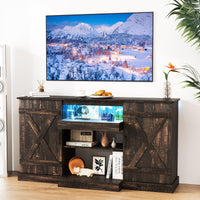 Tangkula 58”L Farmhouse LED TV Stand for TV up to 65 Inch