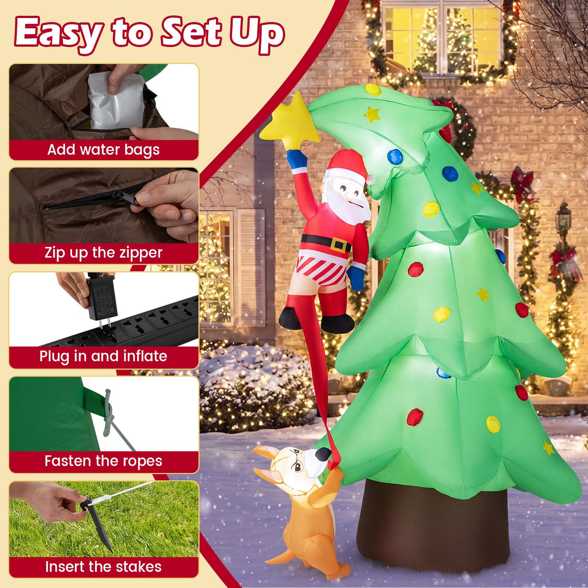 Tangkula 7.6 FT Inflatable Christmas Santa Claus Climbing Tree