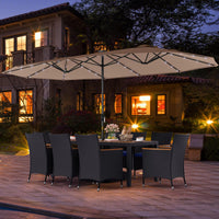 Tangkula 11 Pieces Patio Dining Set with Double-Sided Led Patio Umbrella