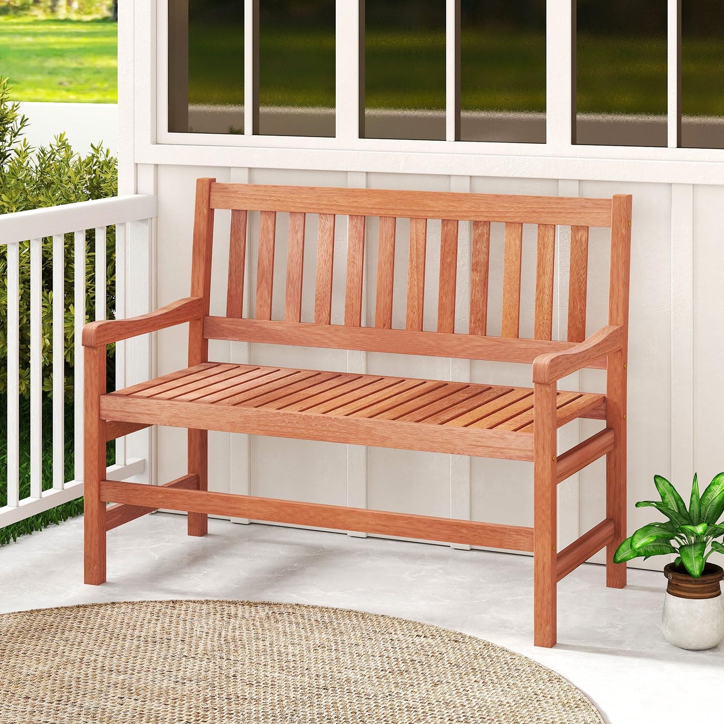 Tangkula 44 Inch Wood Outdoor Garden Bench