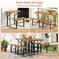 Tangkula Heavy-Duty Outdoor Acacia Wood Dining Bench Set