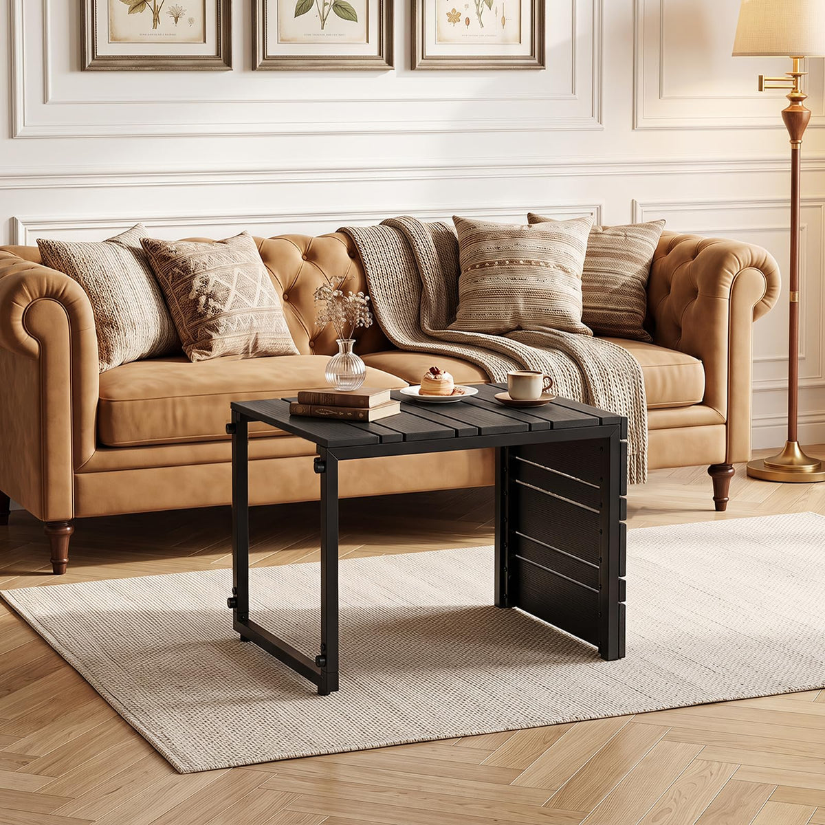 Tangkula C-Shaped Side Table with Wood Plastic Tabletop(1/2)